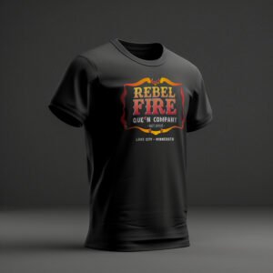 Rebel Fire Que’n Company Short Sleeve T-shirt on Mannequin