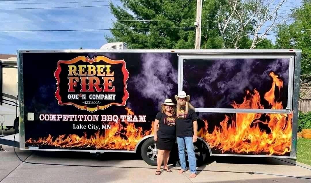 Rebel Fire BBQ Owners With Food Truck