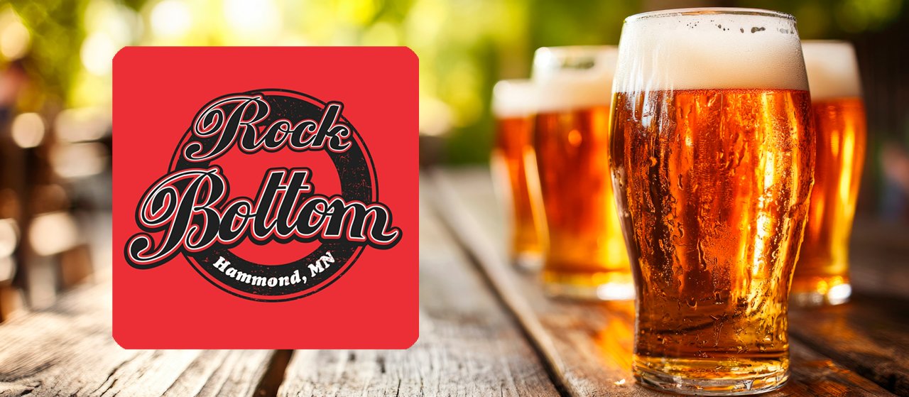Rock Bottom Bar Logo With Beer Image